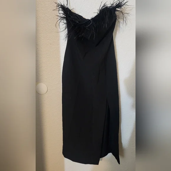 Revolve X Likely Desi Feather-Trim Bodycon Midi Dress cocktail dress size 6 - Picture 3 of 6